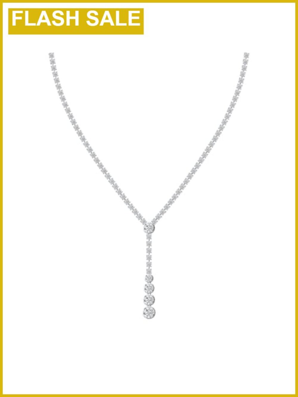 Moissanite Y Lariat Necklace 925 Sterling Silver 18K White Gold Plated